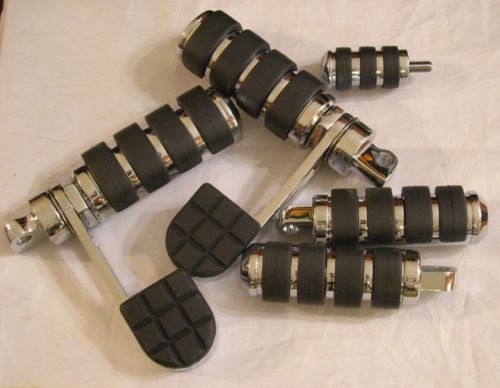 Chrome Rear Passenger Foot Pegs For Harley Davidson & Other Motorcycles - Rubber Pads