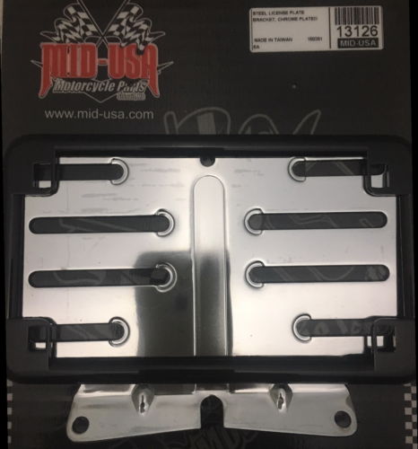 CHROME STEEL LICENSE PLATE BRACKET MOUNT & Black FRAME H-D TOURING 09-UP #13126