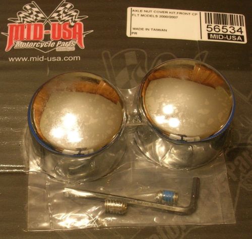 New Chrome Front Axle Nut Covers 2000-07 Touring 04-07 Dyna #43373-00 MU56534