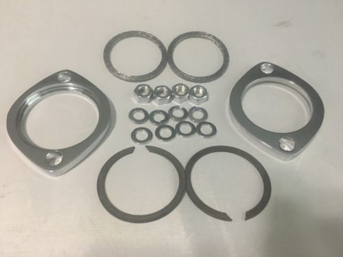 Custom Exhaust Flange Kit w/ Chrome Flanges, Nuts, Washers & New Mesh Gaskets