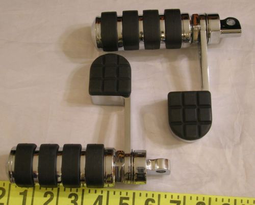 Chrome ISO Cats Paw Stirrup Heel Rest Foot Peg Set Harley Dyna