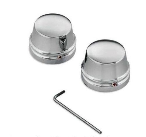 Chrome Ribbed Tapered Front Axle Nut Covers Harley FL Models 2000-07 # 32-255