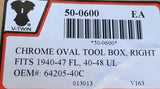 Oval Left Side Chrome Locking Tool Box w/ Keys for Harleys Customs 50-0605