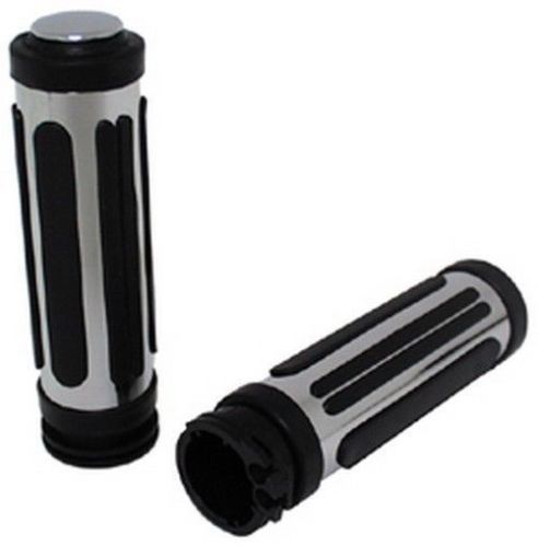 THROTTLE CONTROL GRIPS CHROME RUBBER SPLIT RAIL THROTTLE BY GRIPS '08-Up Touring